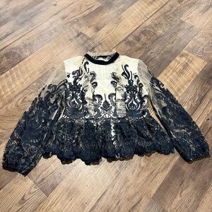 Elegant Navy Lace Blouse